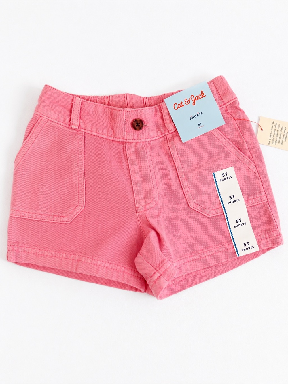 Cat & Jack Bright Pink Girls' Pocket Shorts 5 T NWT